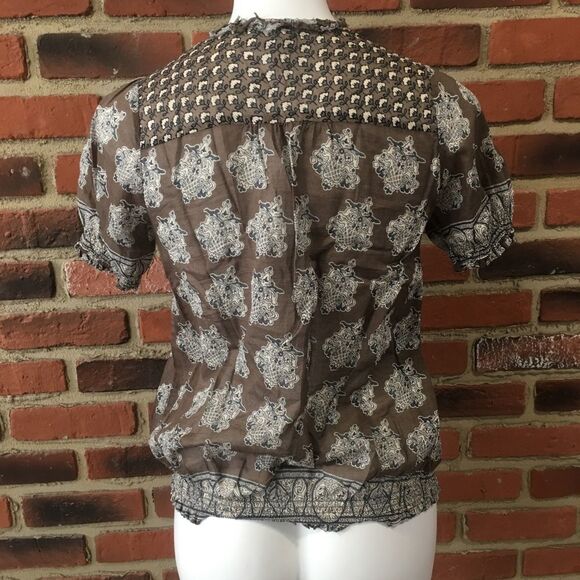 Joie Women's Blouse Size Small Smocked Boho Floral Top Sz S Short Sleeve top - Picture 6 of 8